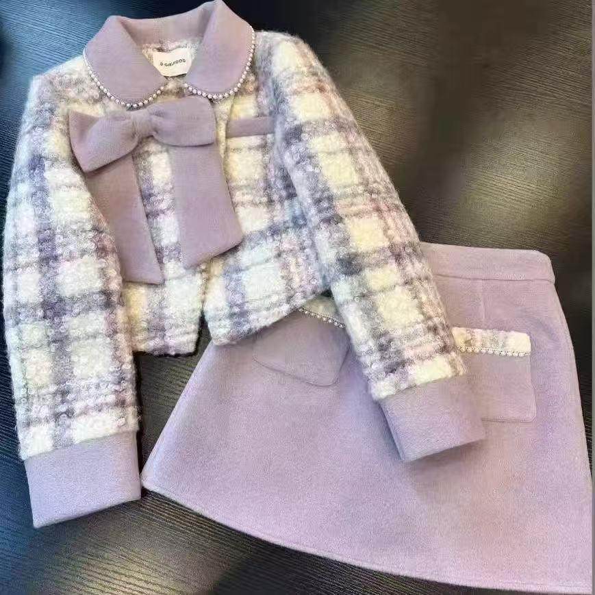 冬季法式蝴蝶结2025加厚外套秋冬时尚新款气质两件套香风短裙套装,女装/女士精品,时尚套装,淘宝优惠券,粉丝福利购,淘宝优惠卷