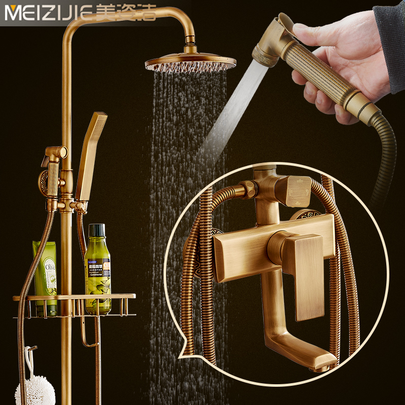 全铜欧式仿古花洒套装喷枪妇洗