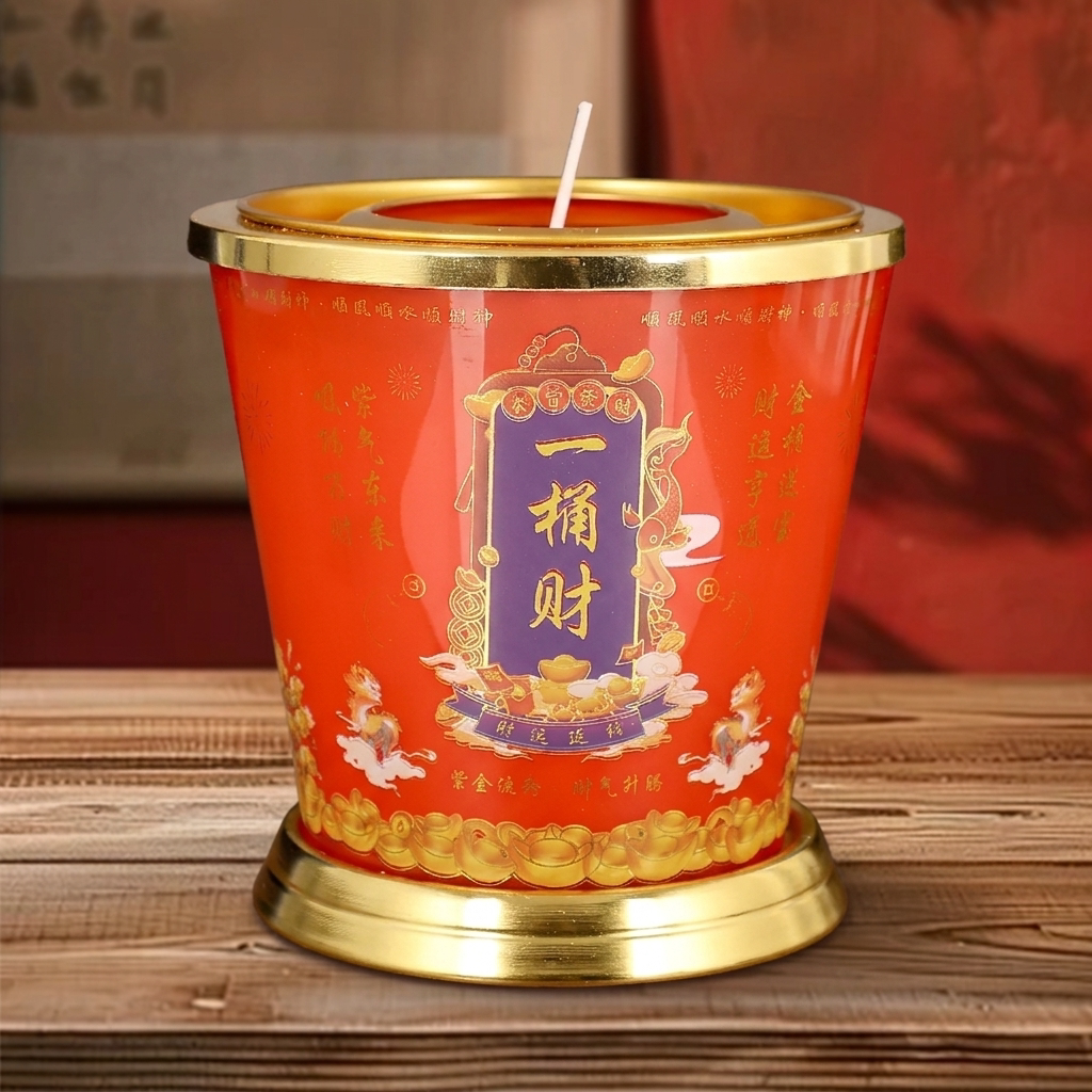 一桶金财库蜡烛聚财元宝蜡烛家用供财神88小时招财酥油灯拜神灯