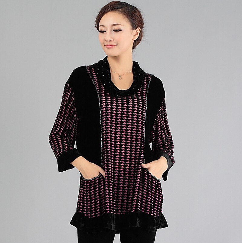 中老年妈妈装真丝绒烂花绡烧花绒工艺断码处理特价上衣中袖300