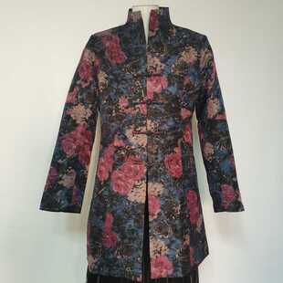 新中式轻国风女装盘扣上衣外套大花唐装汉服复古春秋装中长款