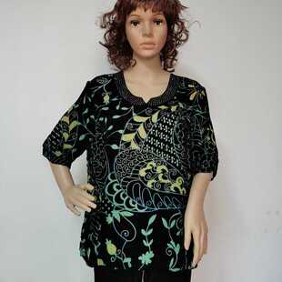 8456 宽松圆领正品 2026新款 设计感重磅真丝桑蚕丝烂花绒烧花绒短袖