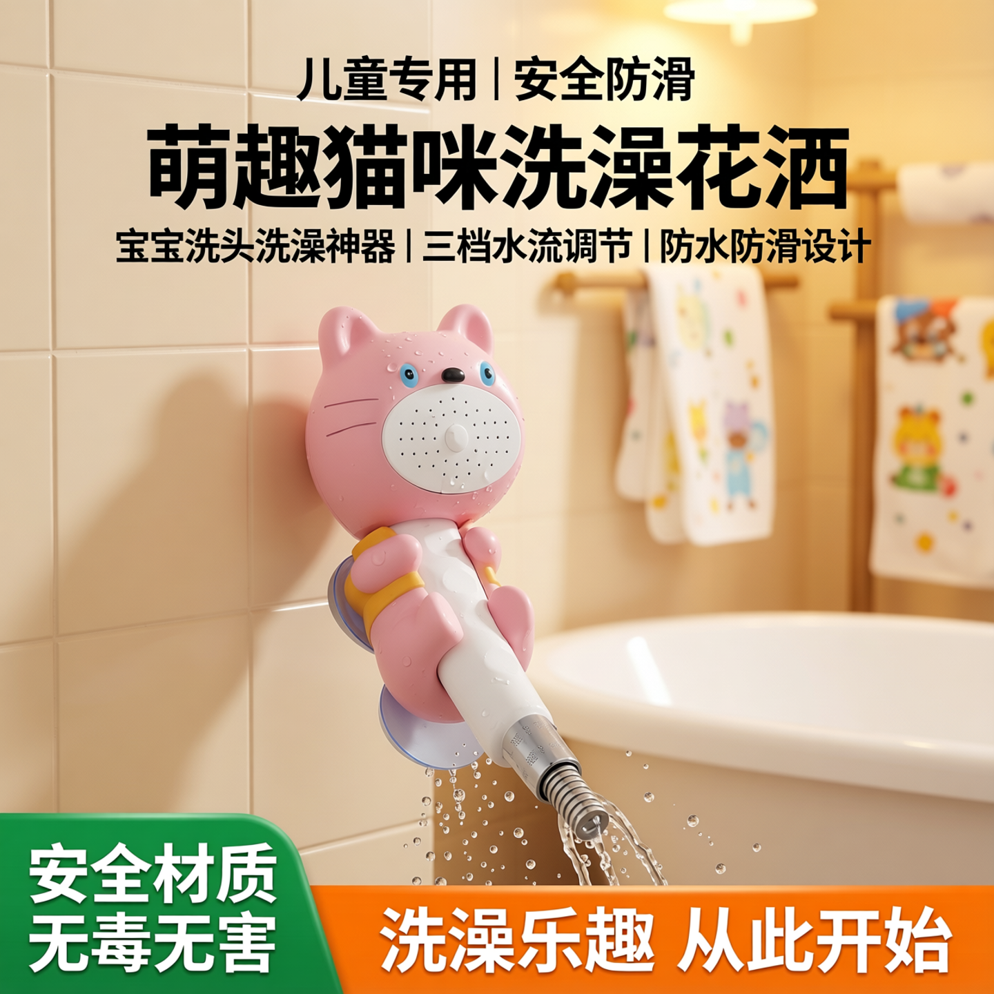 儿童洗澡花洒淋浴套装卡通小孩手持婴儿宝宝洗头神器喷头小淋浴头