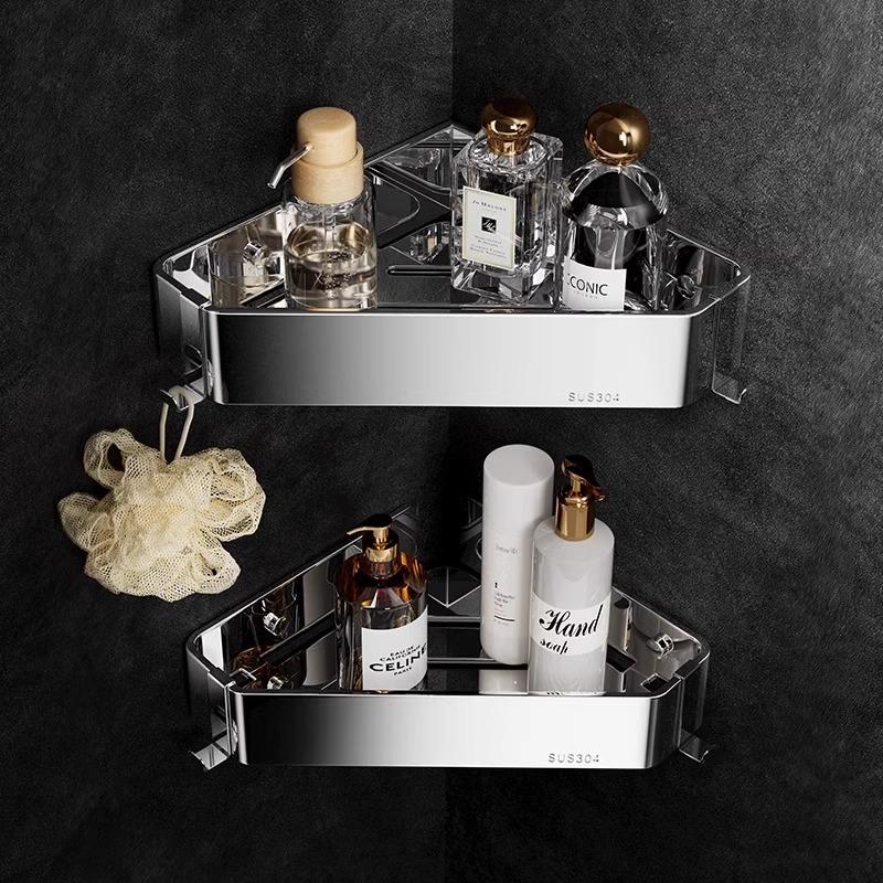 高尔佳免打孔小壁柜浴室角架