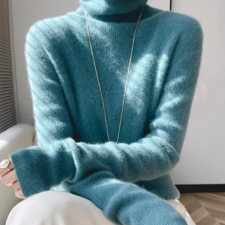 2025冬季新款羊绒衫女堆堆领修身毛衣针织加厚羊毛内搭打底衫