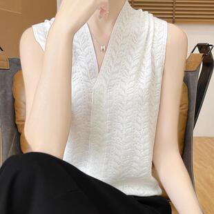 女 无袖 洋气纯色设计感上衣百搭羊毛针织衫 套头减龄休闲舒适打底衫