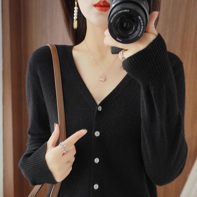 羊毛开衫外套女针织打底衫V领2025年春季新款外搭羊绒毛衣女宽松,女装/女士精品,毛针织衫,淘宝优惠券,粉丝福利购,淘宝优惠卷