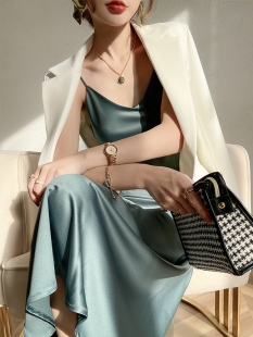 三醋酸真丝法式 缎面吊带裙 吊带设计感小众连衣裙女春内搭长裙修身