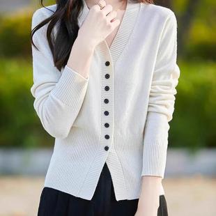 新款 针织开衫 羊绒衫 V领简约长袖 外套修显瘦外搭 女法式 2025秋季