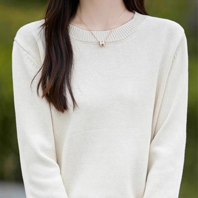 时尚简约软糯100%纯棉针织打底衫