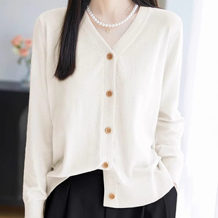 V领针织衫 开衫 外套上衣防晒衫 夏季 短款 薄款 空调衫 开襟薄上衣 新款