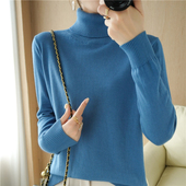 不起球100%纯棉加厚高领毛衣女打底秋季 宽松 纯色针织衫 新款 长袖