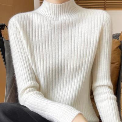 2025高级感羊毛衫女软糯半高领毛衣冬季内搭加厚保暖修身显瘦打底