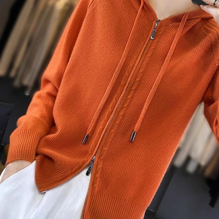 连帽羊毛衫羊毛开衫2025冬季新款大帽子毛衣羊绒拉链帽衫宽松卫衣
