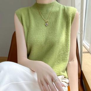 叠穿韩系 新款 无缝一体半高领针织马甲背心女精仿羊毛无袖 2026春季