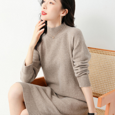 秋冬羊绒衫女连衣裙中长款羊毛衫