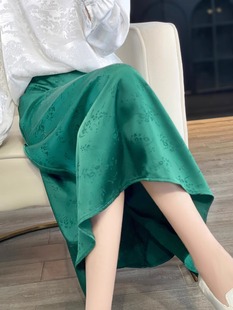 半身裙女春夏新款 高级感醋酸缎面中长款 百搭高腰显瘦光泽感a字裙