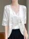 提花灯笼袖 新中式 一粒扣外套女春季 无领西装 国风西服 醋酸缎面短袖