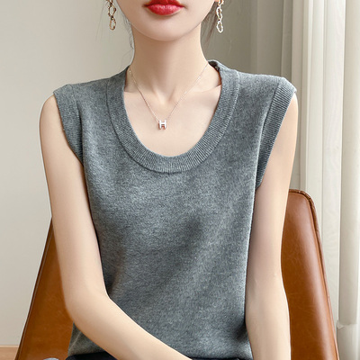 纯色U领背心吊带背心通勤