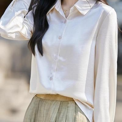 高级感轻奢气质职业醋酸缎面衬衫