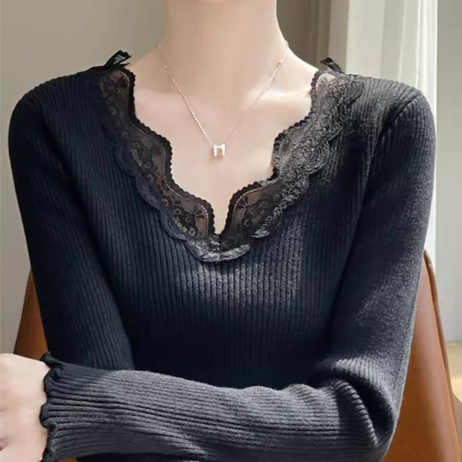 蕾丝边打底衫女2025秋季新款上衣