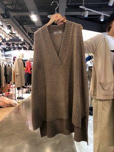 秋冬新新款宽松大码学院风中长款V领羊毛毛衣马甲背心女外穿坎肩