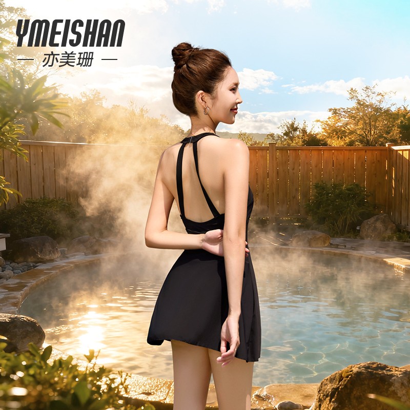 亦美珊泳衣女士泡温泉2025年新款高级感连体裙式遮肉显瘦成人女孩
