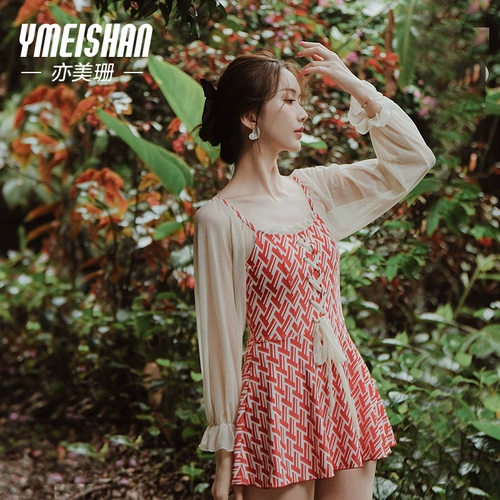 Купальник, лонгслив, модный красный комбинезон, коллекция 2021