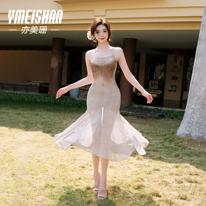 亦美珊分体式泳衣女海边度假三件套2026年新款比基尼长裙泡温泉