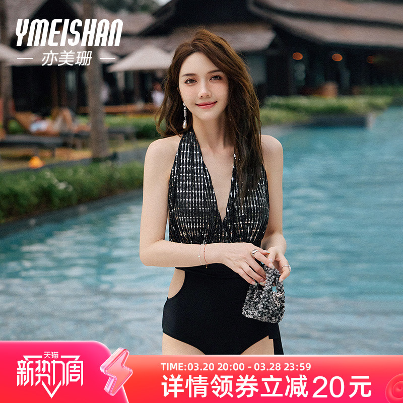 亦美珊三角泳衣女高级感2025新款性感连体遮肚显瘦时尚泳装泡温泉