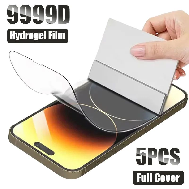 5PCS Full Cover Hydrogel Film for iPhone 11 12 13 14 15 16 P