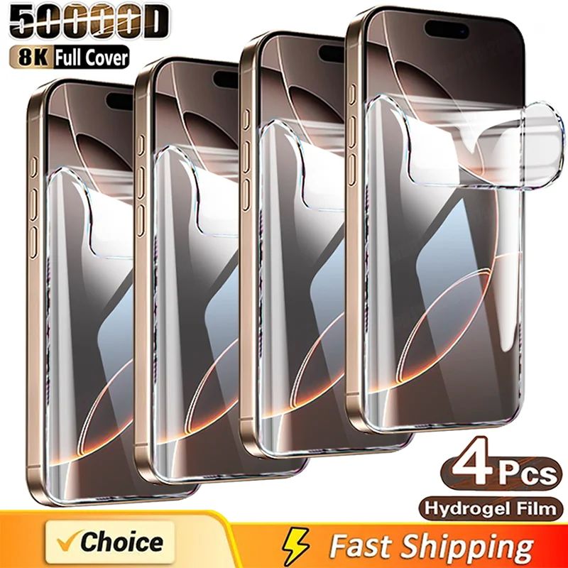 4PCS Full Cover Hydrogel Film For iPhone 16 Pro Max 16E Plus Screen Protector For iPhone Soft Film