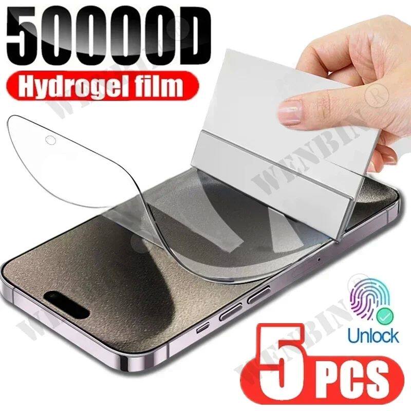 5 Pcs Hydrogel Film For iPhone 16 16e 15 14 13 12 11 Pro Max