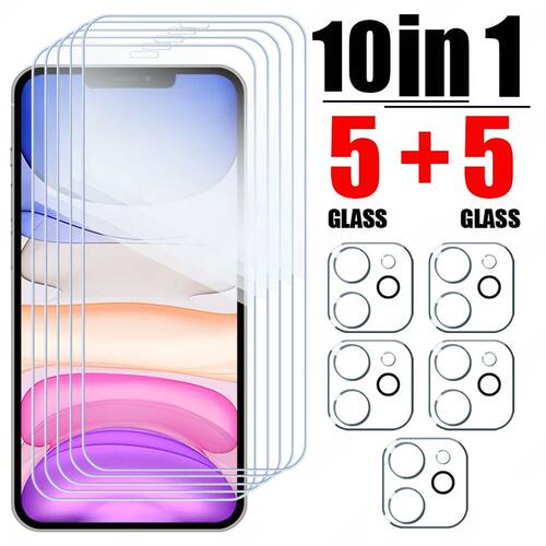 10IN1 Tempered Glass For iPhone 15 14 13 12 11 Pro Max Camer