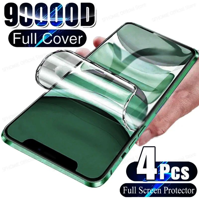 4Pcs Hydrogel Film Full Cover For iPhone 11 12 13 14 15 Pro