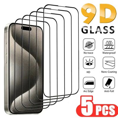 5 PCS Tempered Glass For iPhone 16/15/14/13/12/11 Anti Scrat