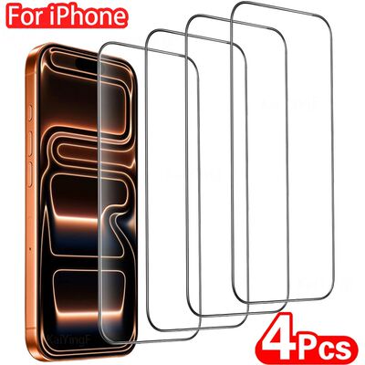4Pcs HD Glass Screen Protector For iPhone 17 16 15 14 13 12