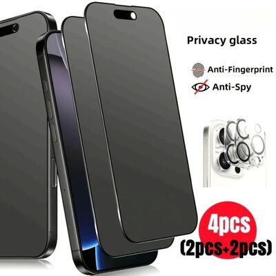 2+2Pcs Privacy Screen Protectors with Camera Lens Protectors