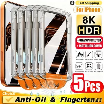 5Pcs HD Oleophobic Coating Dust Free Easy Installation Scree