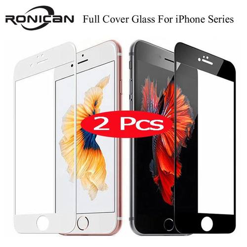 2Pcs 9H Full Cover Tempered Glass For iPhone 7 8 Plus X XS M