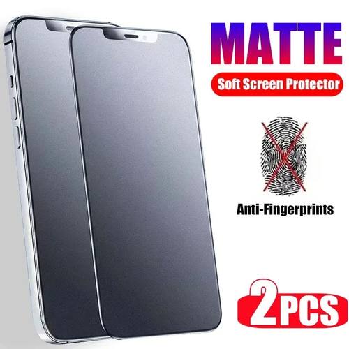 2PCS Matte Tempered Glass For iPhone 11 12 13 14 15 16 Pro M