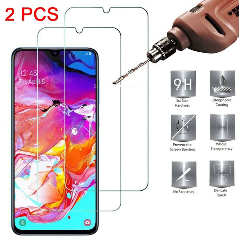 2PCS Glass 9H HD Tempered Glass for Samsung A50 A40 A30 Screen Protector for Samsung Galaxy A90 A80