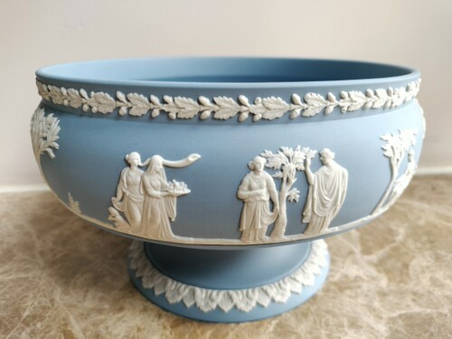 英国 Wedgwood 韦奇伍德 碧玉浮雕希腊神话花盆装饰缽