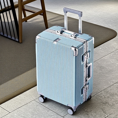 天蓝16寸登机行李箱22寸万向轮轻音万向轮男女双封闭内衬拉杆铝框