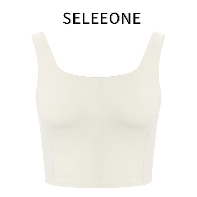 SELEEONE方领纯色运动上衣性感瑜伽健身防震速干紧身1494高能感