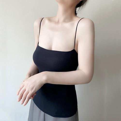 莫代尔女吊带背心带胸垫