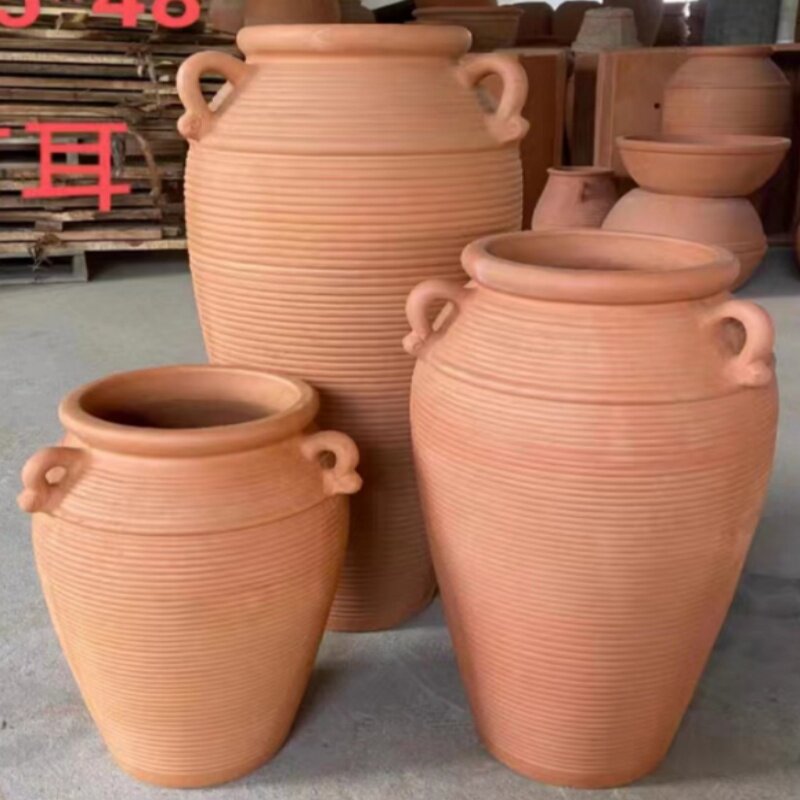 陶罐田园红陶一米高陶土粗陶花盆图片