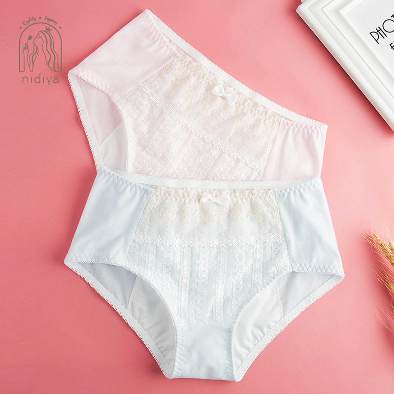 亲肤棉防漏生理裤 精致花边 清新少女粉色