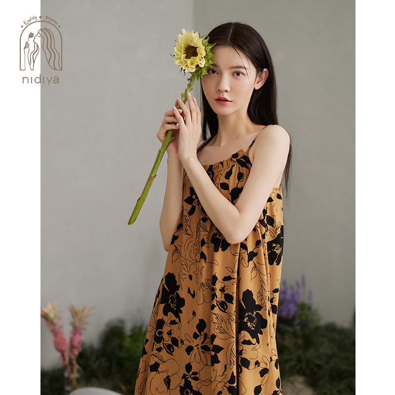 妮狄娅2024夏季纯棉国风少女睡裙