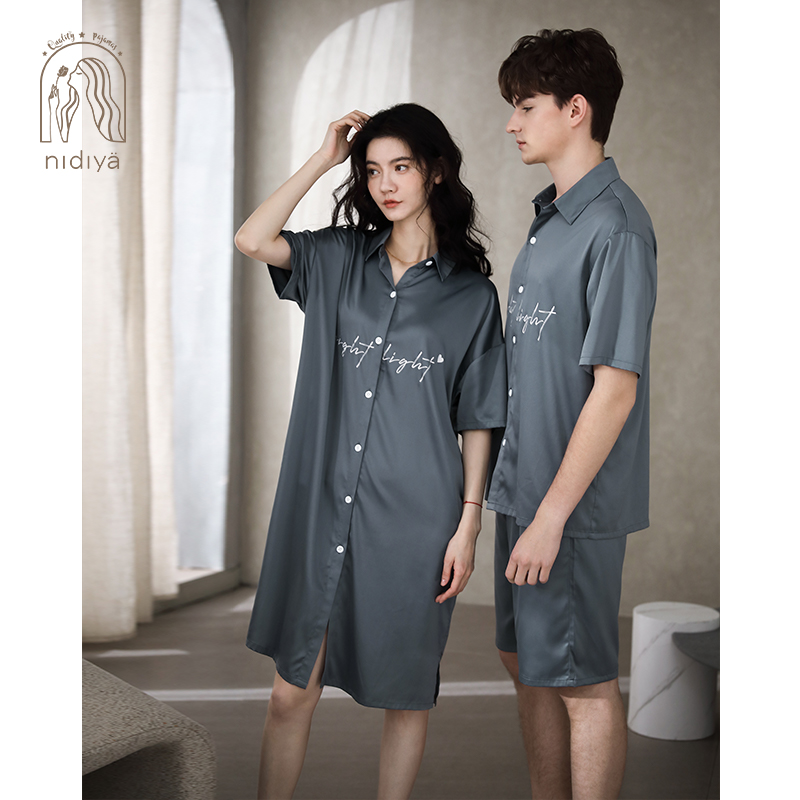 妮狄娅情侣冰丝简约奢华家居服